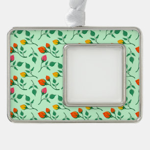 Blumenmuster mit farbigen Blume der Rose Rahmen-Ornament Silber