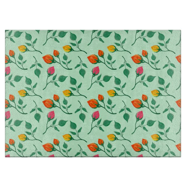 Blumenmuster mit farbigen Blume der Rose Schneidebrett (Vorderseite)