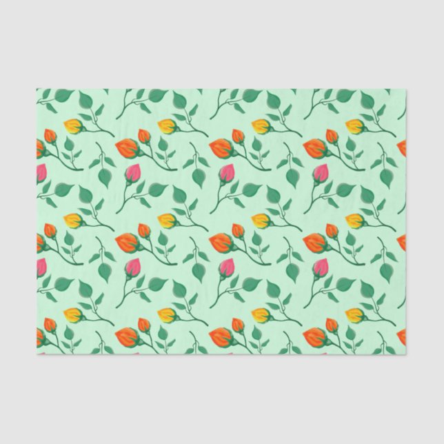 Blumenmuster mit farbigen Blume der Rose Seidenpapier (Vorderseite)