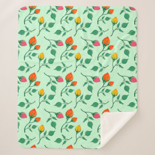 Blumenmuster mit farbigen Blume der Rose Sherpadecke