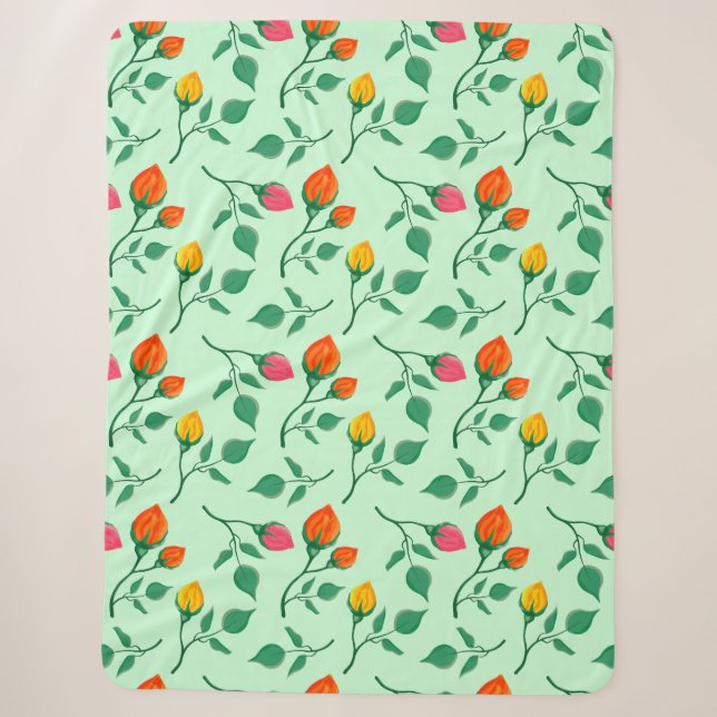 Blumenmuster mit farbigen Blume der Rose Sherpadecke (Vorderseite)