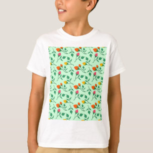 Blumenmuster mit farbigen Blume der Rose T - Shirt