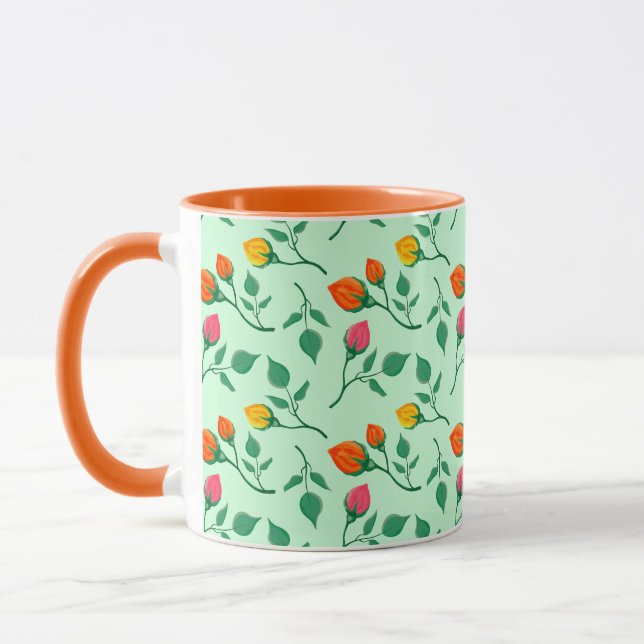 Blumenmuster mit farbigen Blume der Rose Tasse (Links)