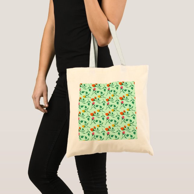 Blumenmuster mit farbigen Blume der Rose Tragetasche (Vorderseite (Produkt))