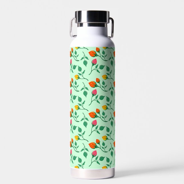 Blumenmuster mit farbigen Blume der Rose Trinkflasche (Vorne)