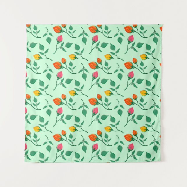 Blumenmuster mit farbigen Blume der Rose Wandteppich (Vorderseite (Horizontal))