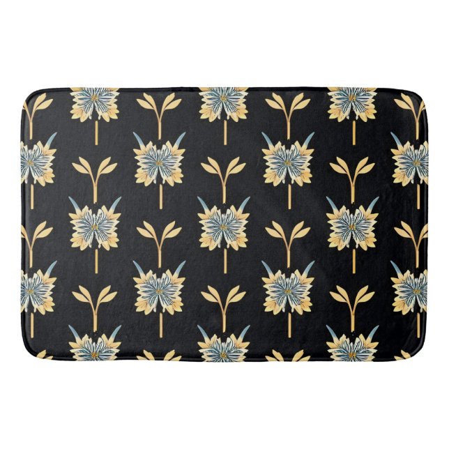 Blumenmuster mit gelben Blumen Badematte (Vorderseite)