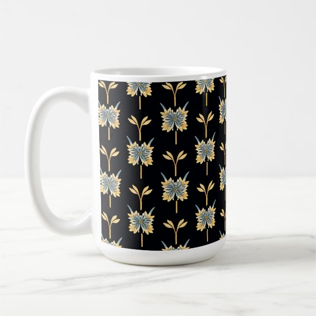Blumenmuster mit gelben Blumen Kaffeetasse (Links)