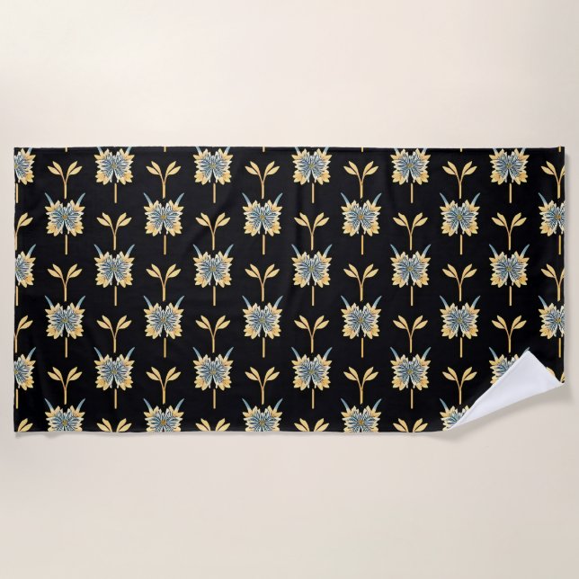 Blumenmuster mit gelben Blumen Strandtuch (Vorderseite)