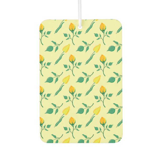 Blumenmuster mit gelben Rosen-und Tulpenfarben-Blu Autolufterfrischer (Vorderseite)