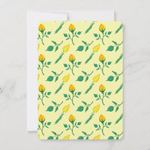 Blumenmuster mit gelben Rosen-und Tulpenfarben-Blu Dankeskarte