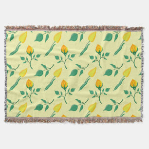 Blumenmuster mit gelben Rosen-und Tulpenfarben-Blu Decke