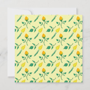 Blumenmuster mit gelben Rosen-und Tulpenfarben-Blu Einladung