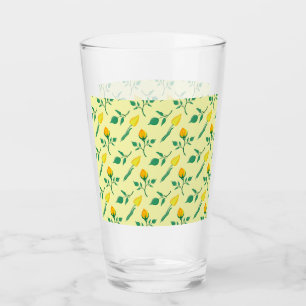 Blumenmuster mit gelben Rosen-und Tulpenfarben-Blu Glas
