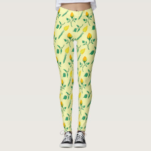 Blumenmuster mit gelben Rosen-und Tulpenfarben-Blu Leggings