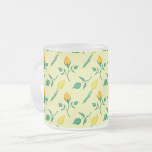 Blumenmuster mit gelben Rosen-und Tulpenfarben-Blu Mattglastasse