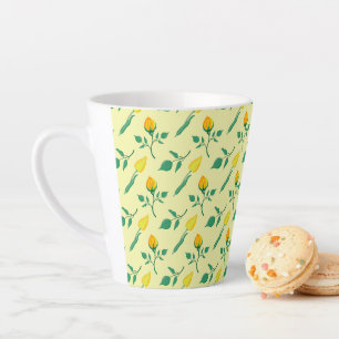 Blumenmuster mit gelben Rosen-und Tulpenfarben-Blu Milchtasse