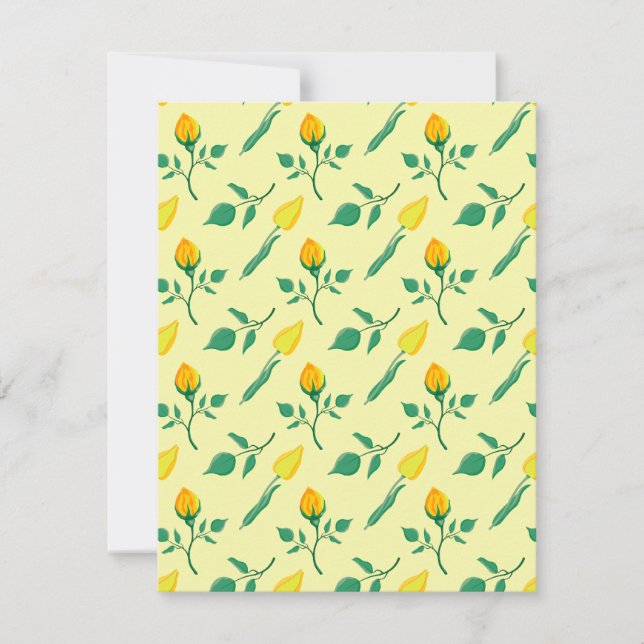 Blumenmuster mit gelben Rosen-und Tulpenfarben-Blu Mitteilungskarte (Vorderseite)