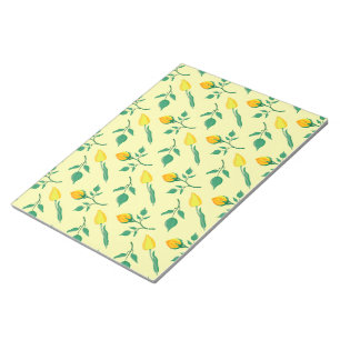 Blumenmuster mit gelben Rosen-und Tulpenfarben-Blu Notizblock