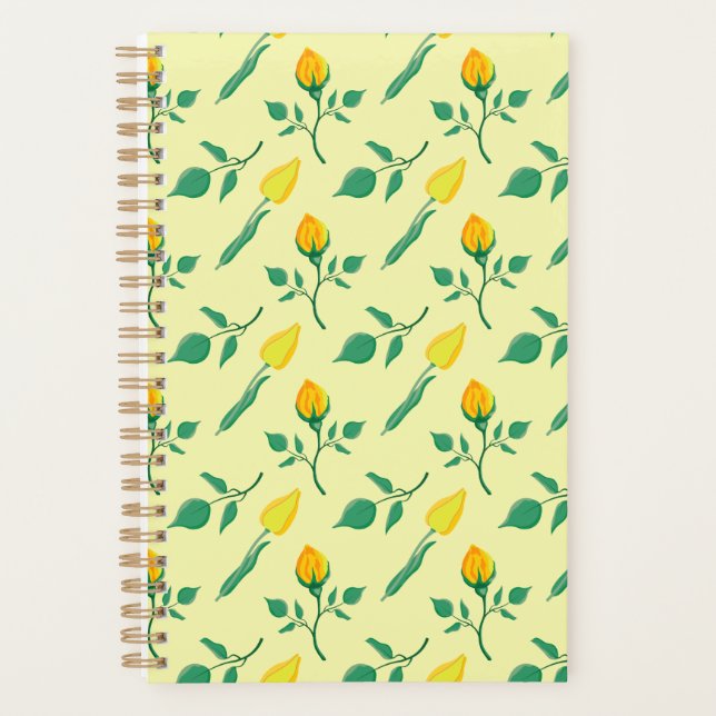 Blumenmuster mit gelben Rosen-und Tulpenfarben-Blu Planer (Vorderseite)