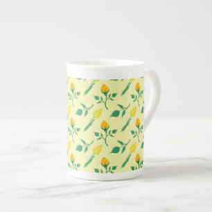 Blumenmuster mit gelben Rosen-und Tulpenfarben-Blu Prozellantasse
