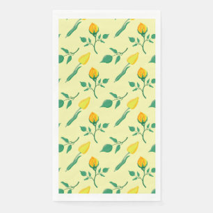 Blumenmuster mit gelben Rosen-und Tulpenfarben-Blu Serviette