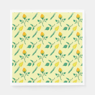 Blumenmuster mit gelben Rosen-und Tulpenfarben-Blu Serviette