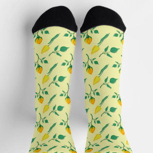 Blumenmuster mit gelben Rosen-und Tulpenfarben-Blu Socken