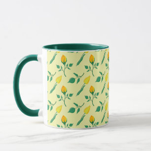 Blumenmuster mit gelben Rosen-und Tulpenfarben-Blu Tasse