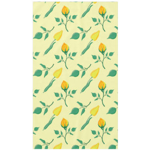 Blumenmuster mit gelben Rosen-und Tulpenfarben-Blu Tischdecke