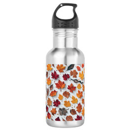 Blumenmuster mit gestürzten Blätter 4 - Wasser Fla Edelstahlflasche