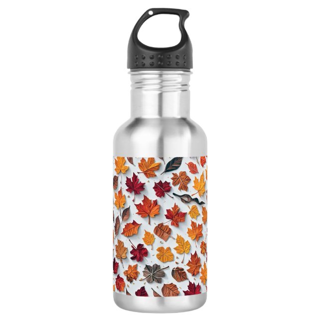 Blumenmuster mit gestürzten Blätter 4 - Wasser Fla Edelstahlflasche (Vorderseite)