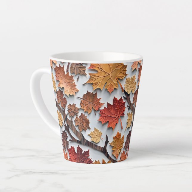 Blumenmuster mit gestürzten Blätter 5 - Latte Tass Milchtasse (Linke Ecke)