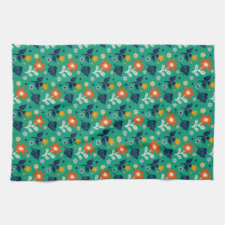 Blumenmuster mit grünem Hintergrund Geschirrtuch