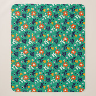 Blumenmuster mit grünem Hintergrund Sherpadecke
