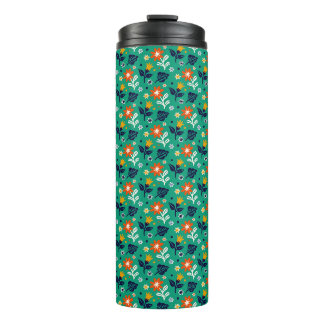 Blumenmuster mit grünem Hintergrund Thermosbecher