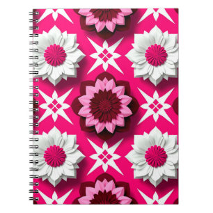 Blumenmuster mit kräftigem rosa und weißem Lotus Notizblock