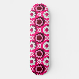 Blumenmuster mit kräftigem rosa und weißem Lotus Skateboard