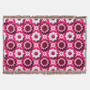 Blumenmuster mit lebendigem Rosa und weißen Lotus Decke