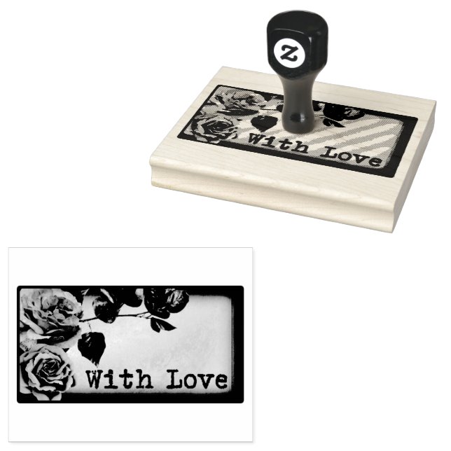 Blumenmuster "mit Liebe" Holzhandkunst Briefmarke Gummistempel (Stempel)