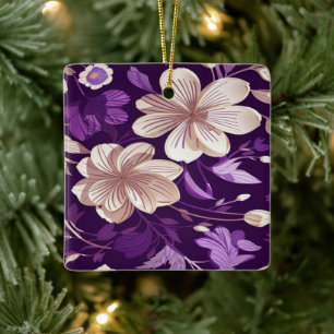Blumenmuster mit lila Hintergrund Keramikornament
