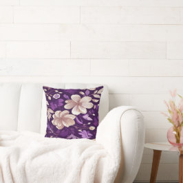 Blumenmuster mit lila Hintergrund Kissen