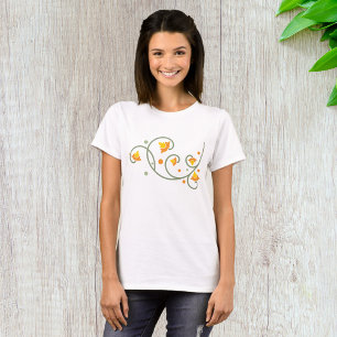 Blumenmuster mit orangefarbener und gelber Blume T-Shirt