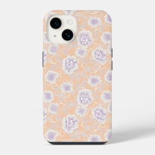 Blumenmuster mit Pfirsich- und Lavendelfarben iPhone 14 Hülle