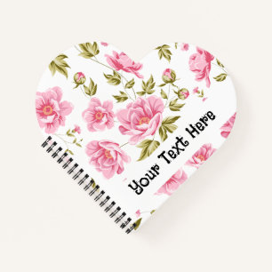 Blumenmuster mit rosa Blume und grünen Blätter Notizbuch