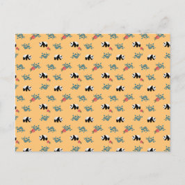 Blumenmuster mit Rose auf Peach Postkarte