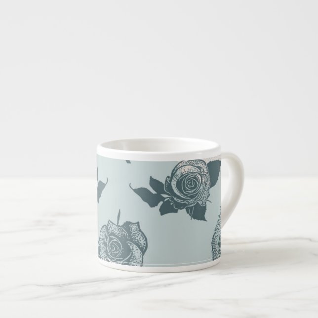 Blumenmuster mit Rose Espressotasse (Vorderseite Rechts)