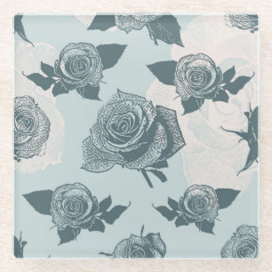 Blumenmuster mit Rose Glasuntersetzer