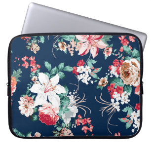 Blumenmuster mit Rose und kleinen Blume mit v Laptopschutzhülle