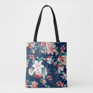 Blumenmuster mit Rose und kleinen Blume mit v Tasche